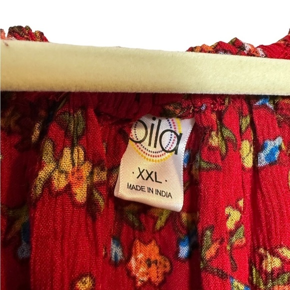 Bila Bohemian Peasant Blouse Bell Sleeves Tiered Floral Print Size XXL Western - Picture 9 of 11